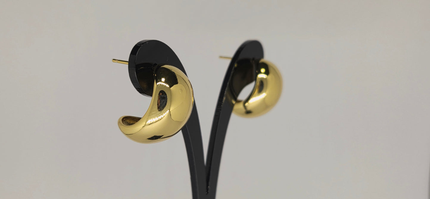 Media Esfera Dorado - Aros plata 925