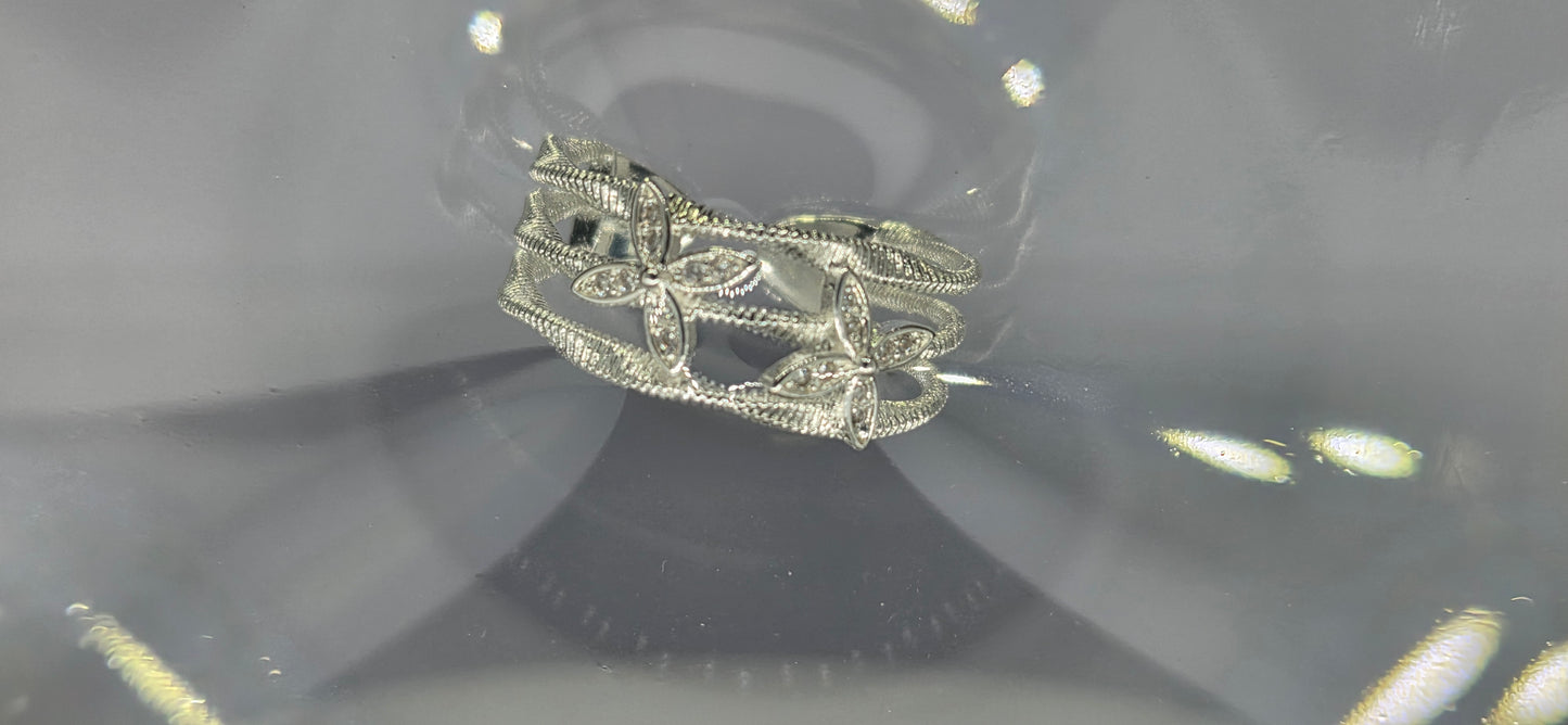 Anillo Floreado Brillante - Plata 925
