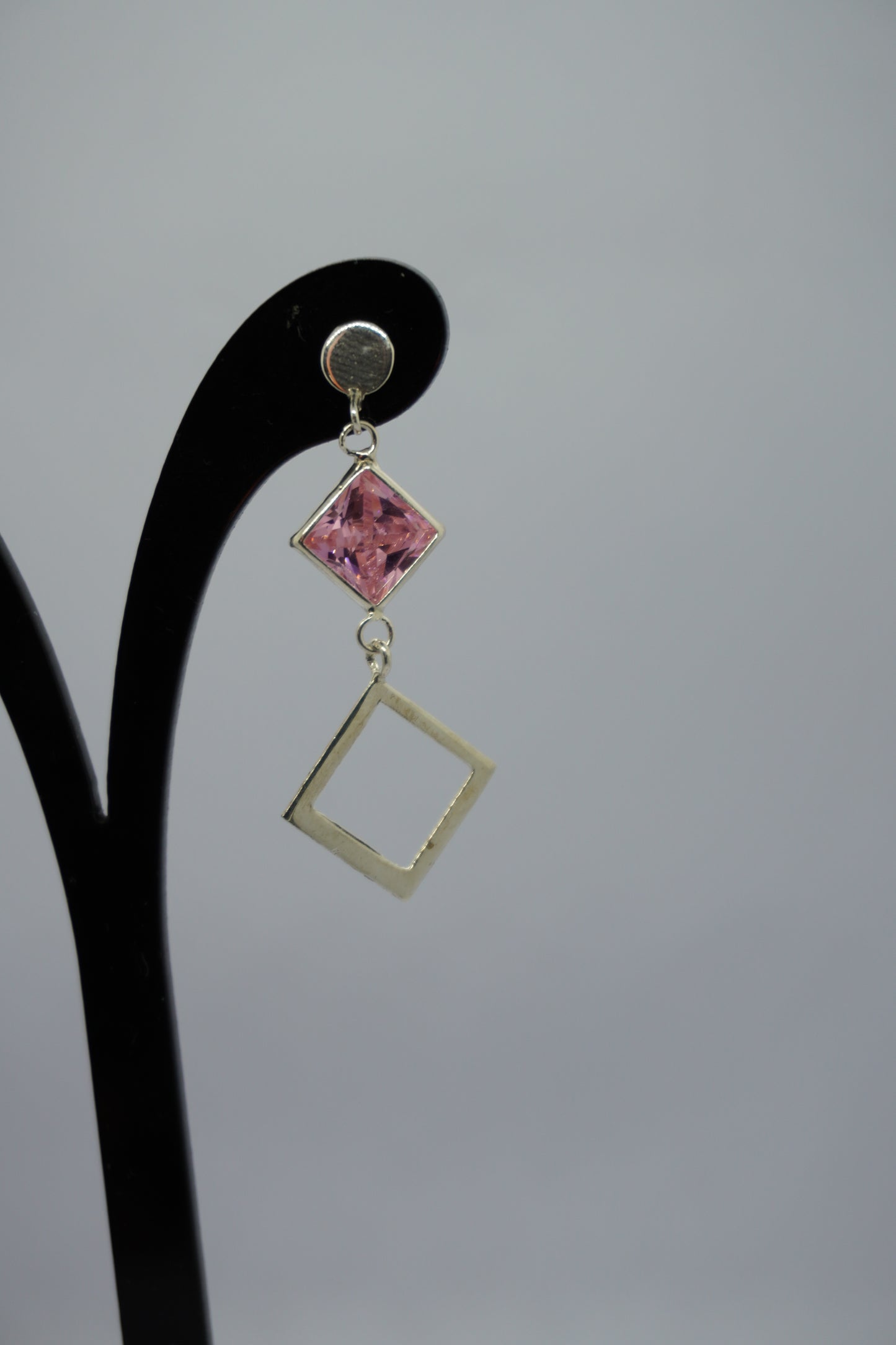 Aros Péndulos Rosados - Plata 925.