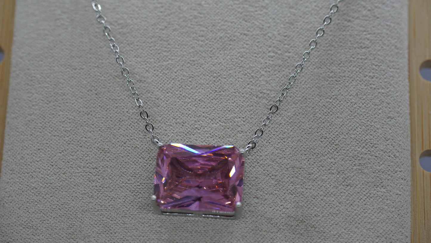 Collar de Piedra Rosada - Plata 925.