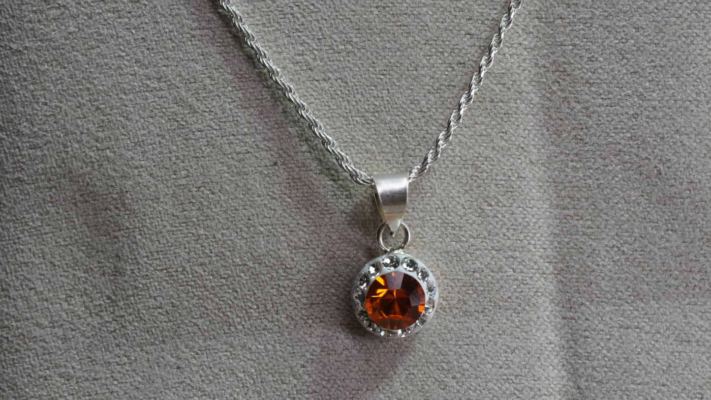 Collar Punto de Luz Naranjo - Plata 925.