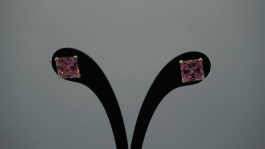 Aros Destello Rosado - Plata 925.
