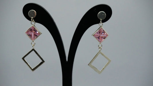 Aros Péndulos Rosados - Plata 925.