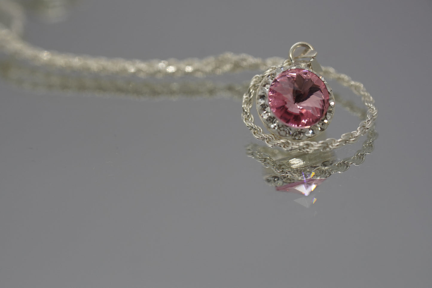 Collar Punto de Luz Rosado - Plata 925.