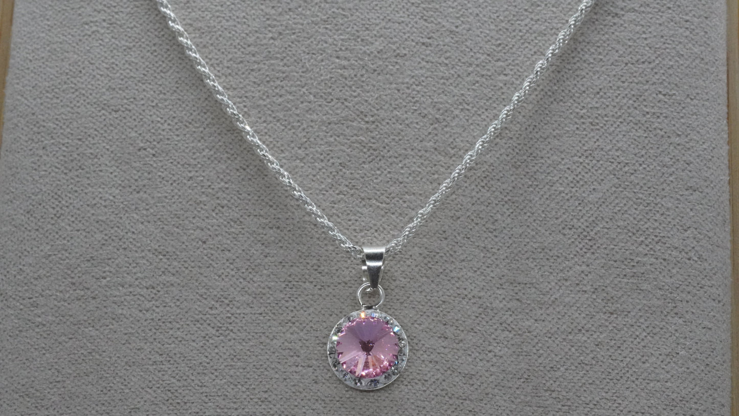 Collar Punto de Luz Rosado - Plata 925.