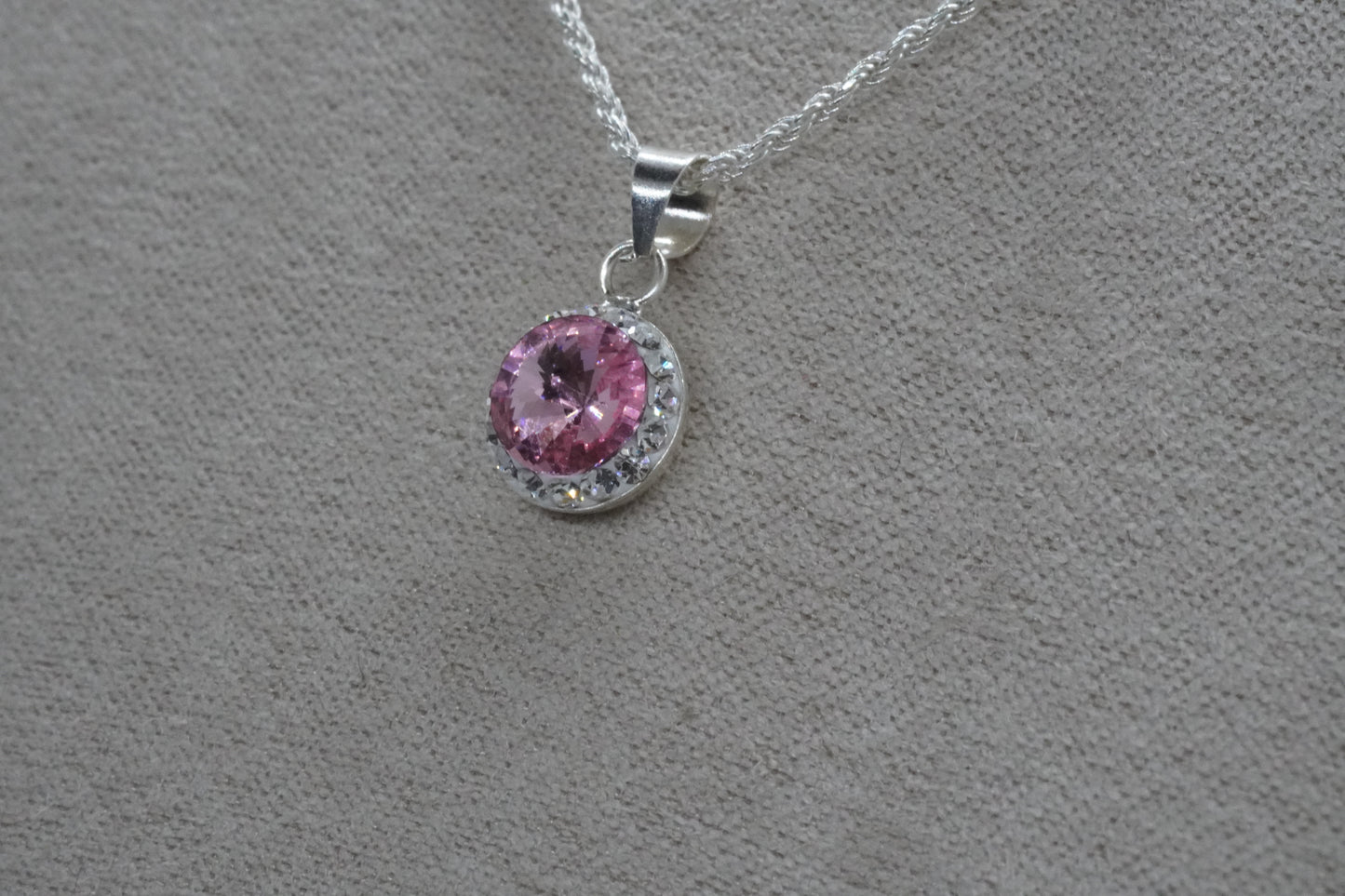 Collar Punto de Luz Rosado - Plata 925.