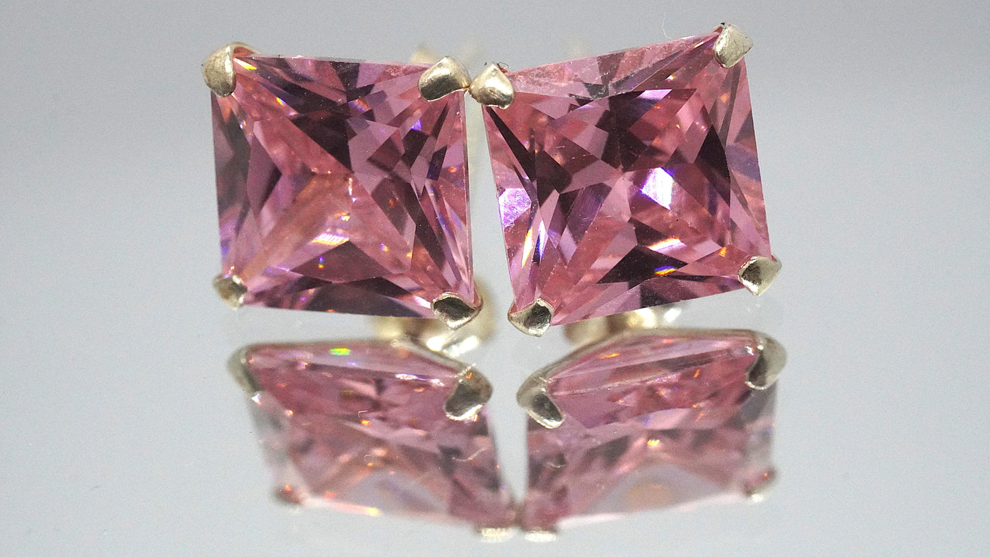 Aros Destello Rosado - Plata 925.