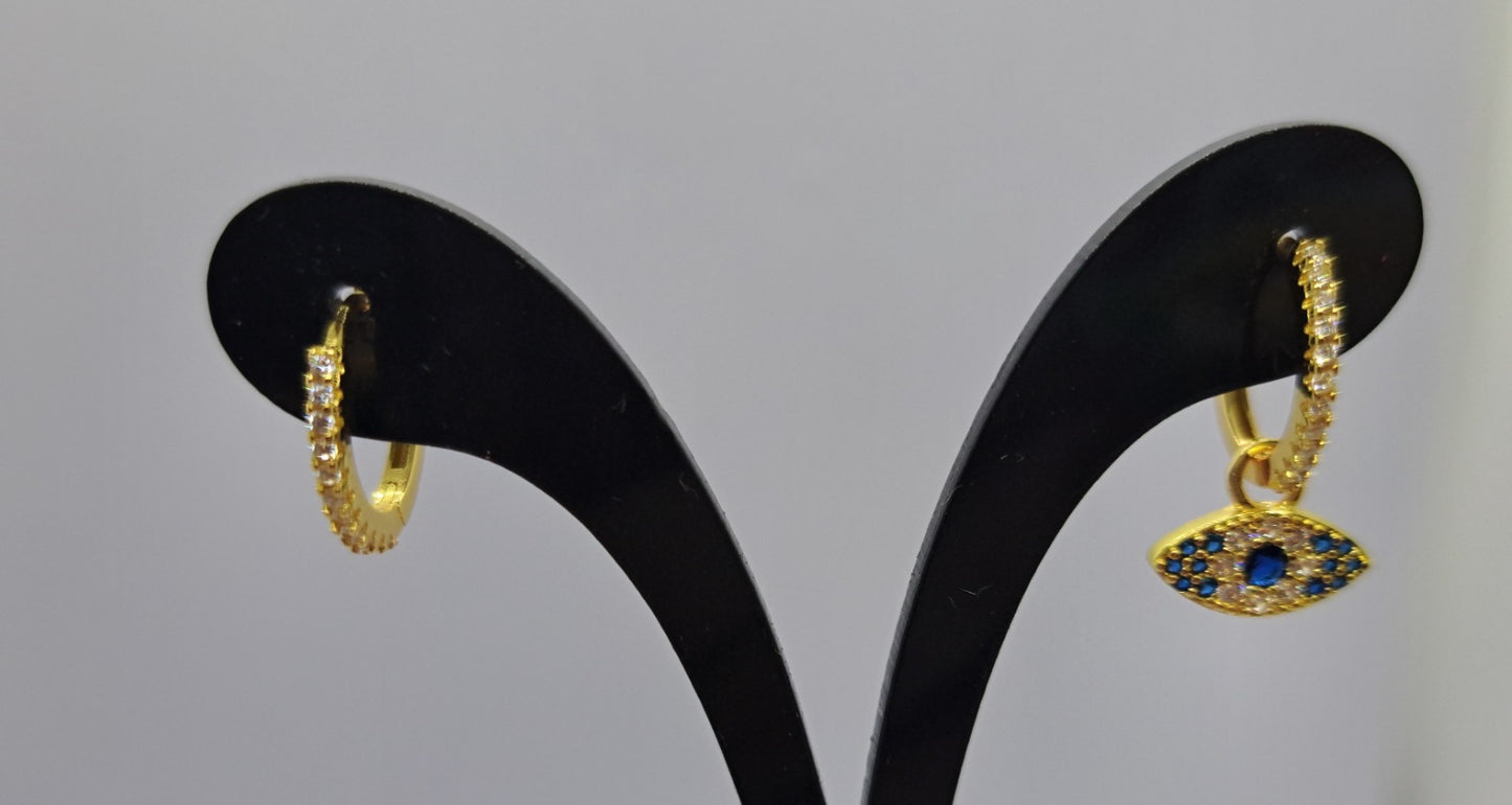 Aros Mirada Celestial Dorada - Plata 925.